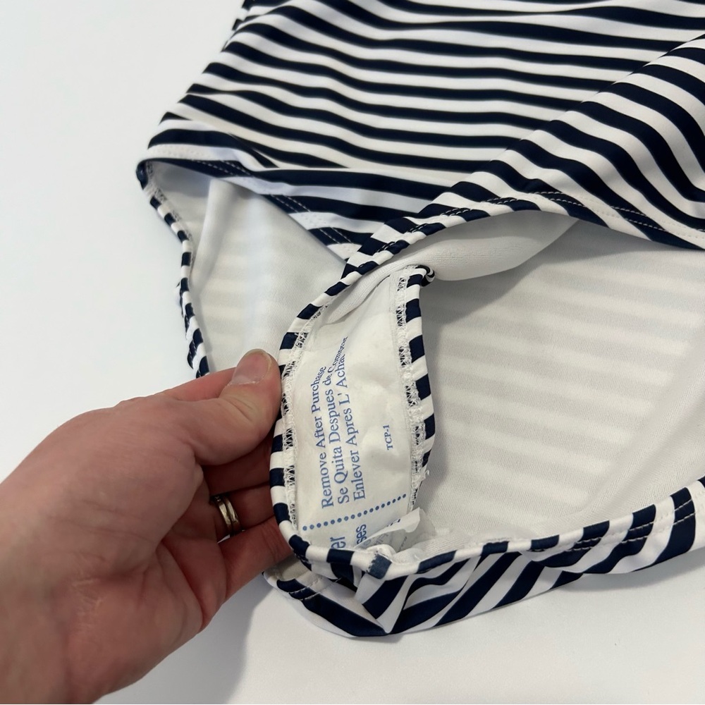 NEW Albion Sailor Front Zip One Piece Nursing Striped Womens Small Blue White - Picture 6 of 9